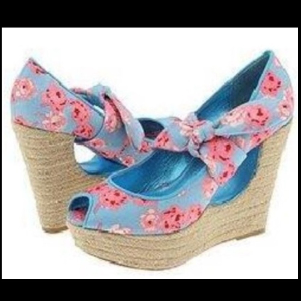 Betsey Johnson Floral Wedge Espadrilles